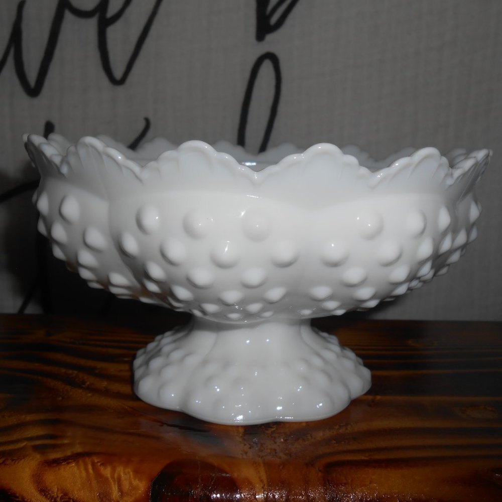 Vintage Fenton Hobnail White Milk Glass Candle Holder